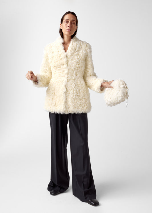 Christian Aks Aiya Small Shearling Bag Bags 8002 Cream