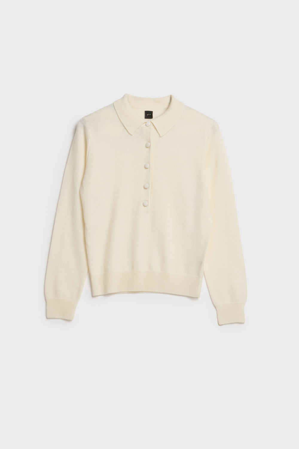 AKS LABEL International Elida cashmere polo 02_Knitwear 9003 Eggshell