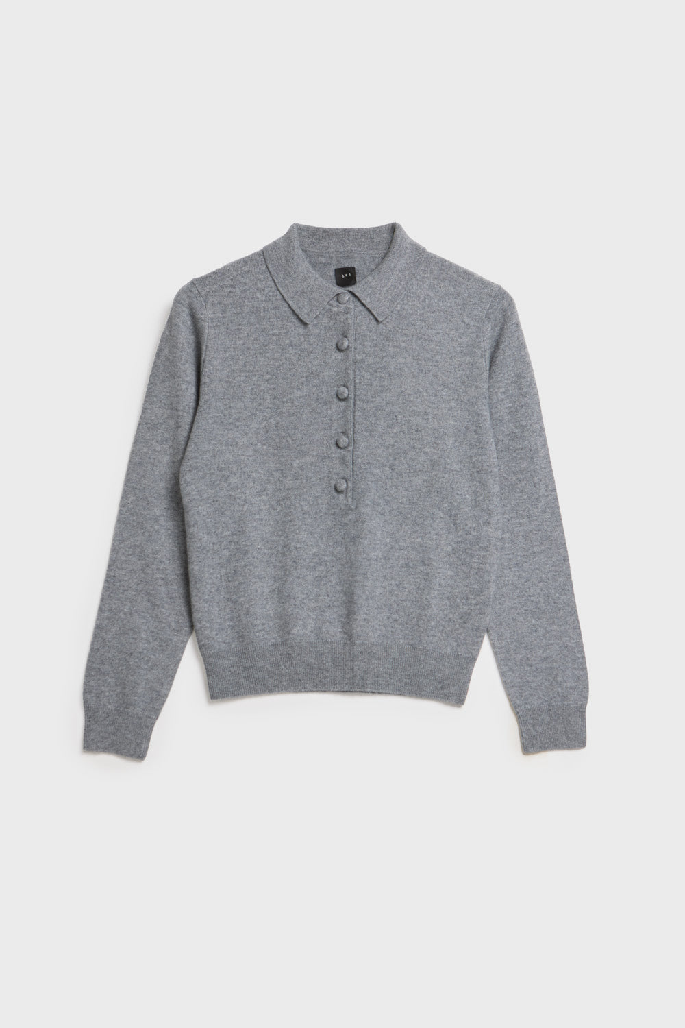 AKS LABEL International Elida cashmere polo 02_Knitwear 9053 M. Grey Mel