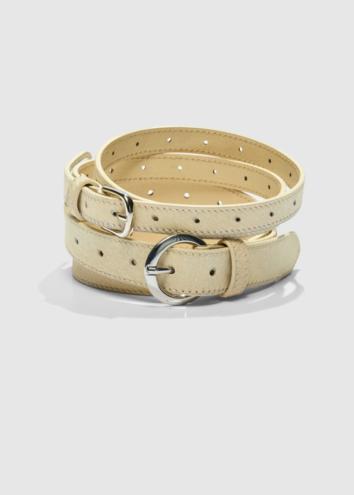 AKS LABEL Jara Ponyhair Belt Belts 9023 Vanilla