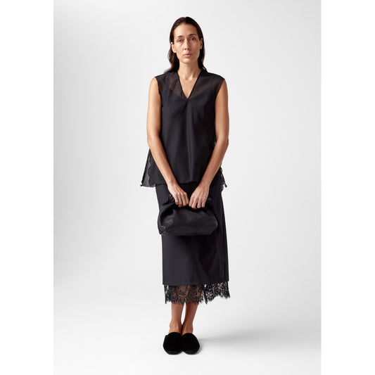 AKS LABEL Leo silk top Tops 9090 Black