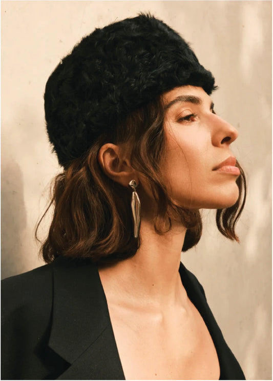 AKS LABEL International Alessia Shearling Hat 11_Hats 9090 Black