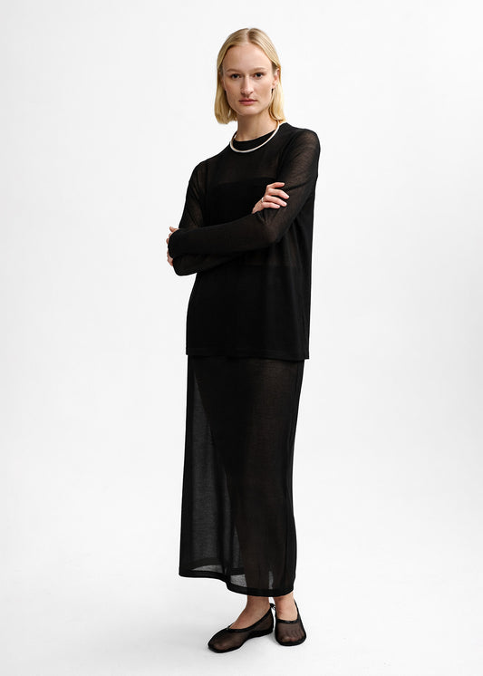 AKS LABEL International Cat Tencel Cash Sweater 02_Knitwear 9090 Black