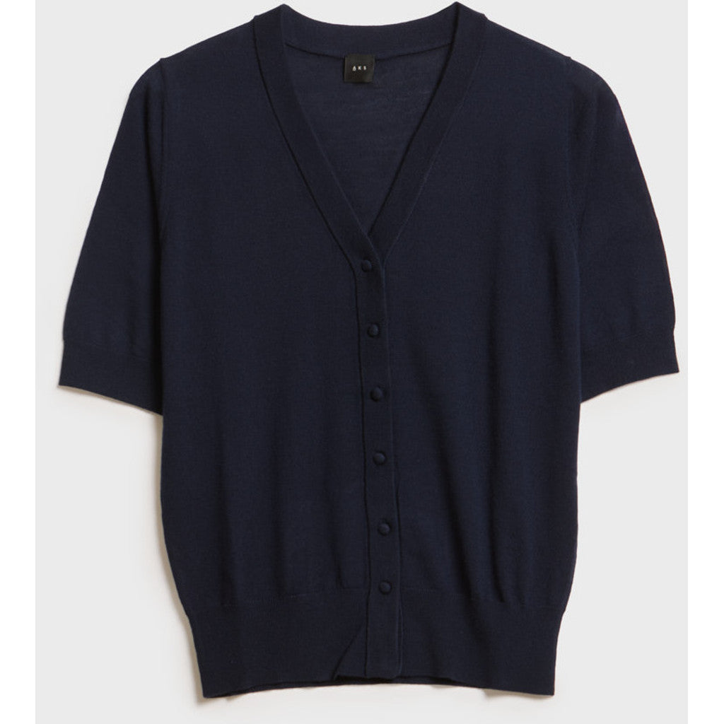 AKS LABEL Daisy Merino Cardigan Knitwear 5070 Navy