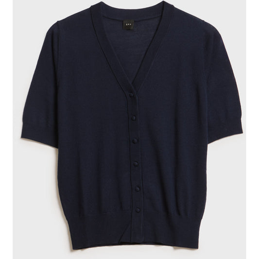 AKS LABEL Daisy Merino Cardigan Knitwear 5070 Navy