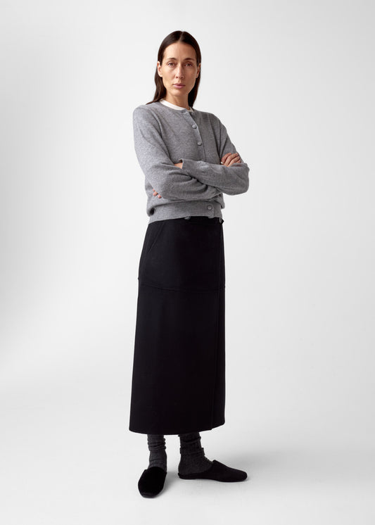 AKS LABEL International Diana wool cash cardigan 02_Knitwear 9053 M. Grey Mel
