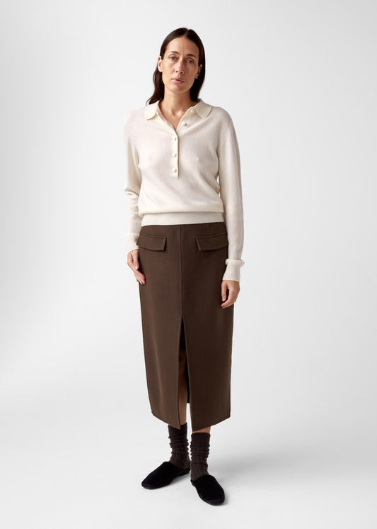 AKS LABEL International Elida cashmere polo 02_Knitwear 9003 Eggshell