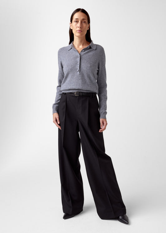AKS LABEL International Elida cashmere polo 02_Knitwear 9053 M. Grey Mel