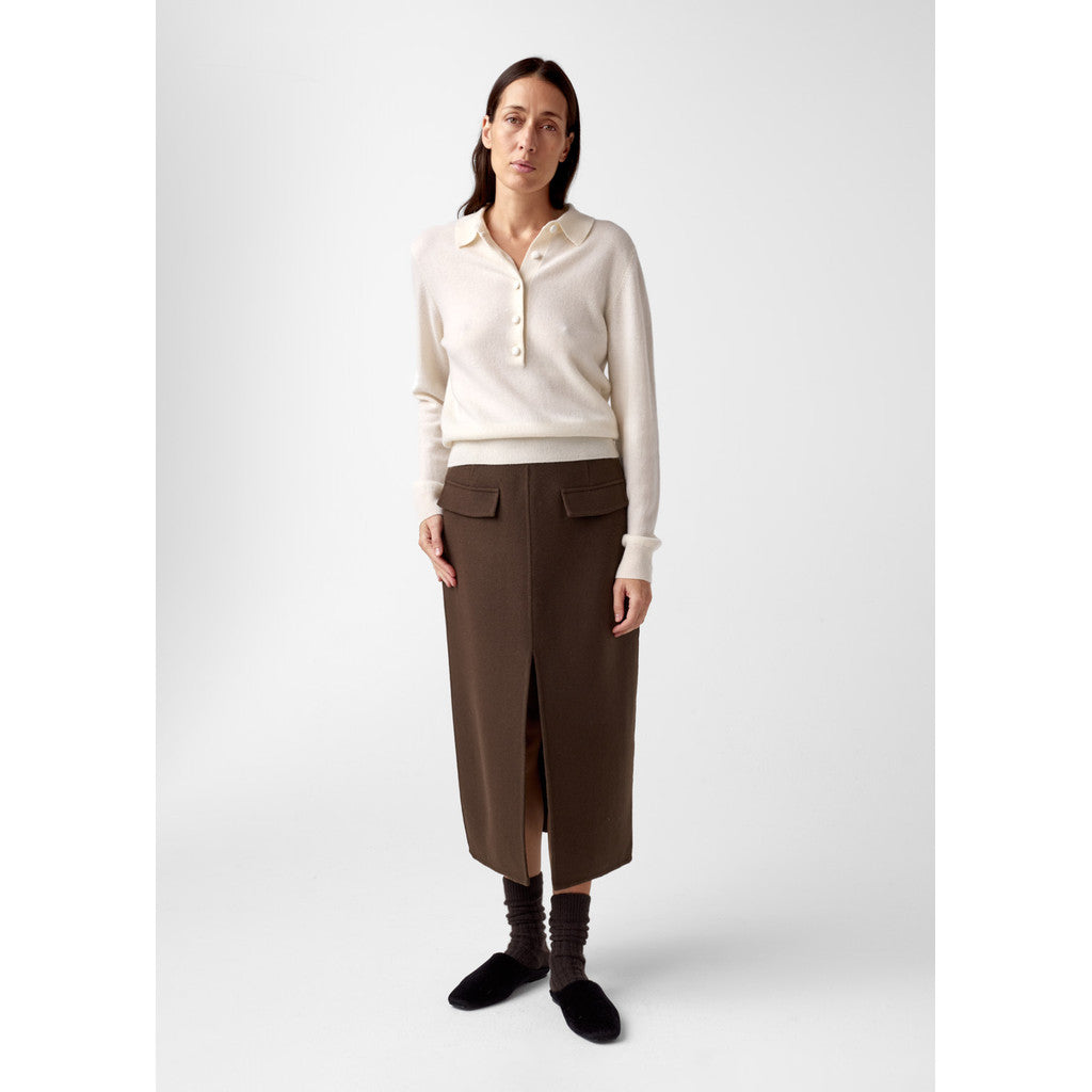 AKS LABEL Elida cashmere polo Knitwear 9003 Eggshell