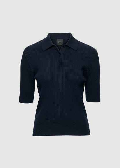 Christian Aks Ella Merino Polo Knit Knitwear 5070 Navy