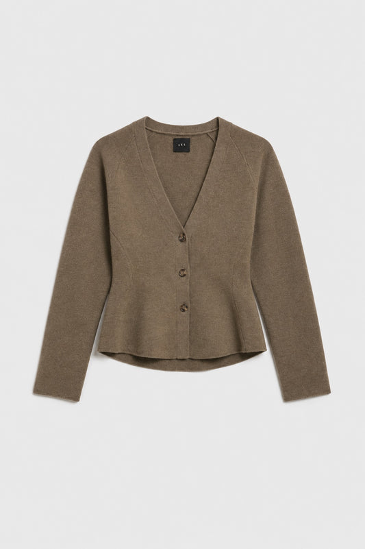 AKS LABEL Ginny merino cardigan Knitwear 8069 Espresso