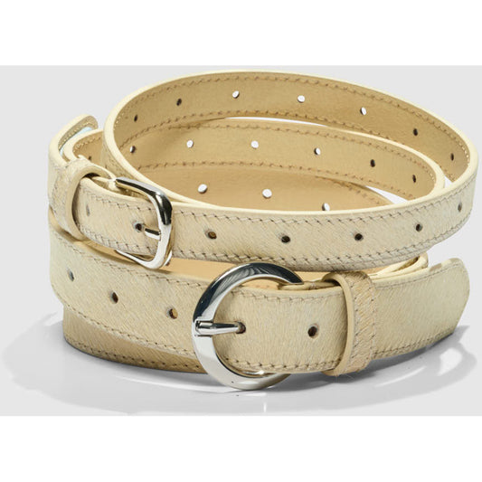 AKS LABEL Jara Ponyhair Belt Belts 9023 Vanilla