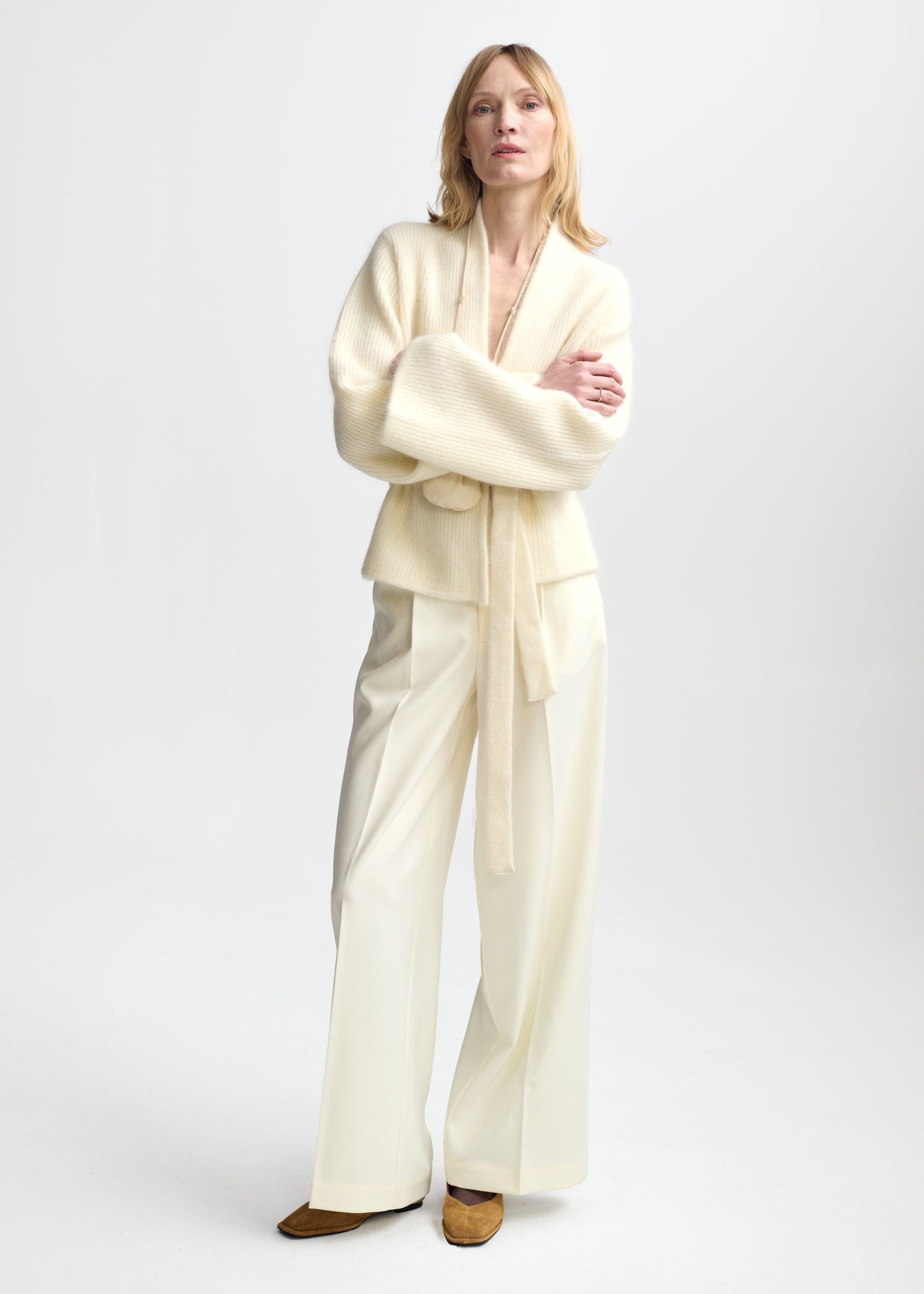 Christian Aks Lila Mohair Cardigan Knitwear 9003 Eggshell