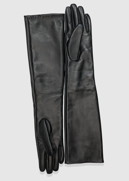 AKS LABEL Long leather gloves Gloves 9090 Black
