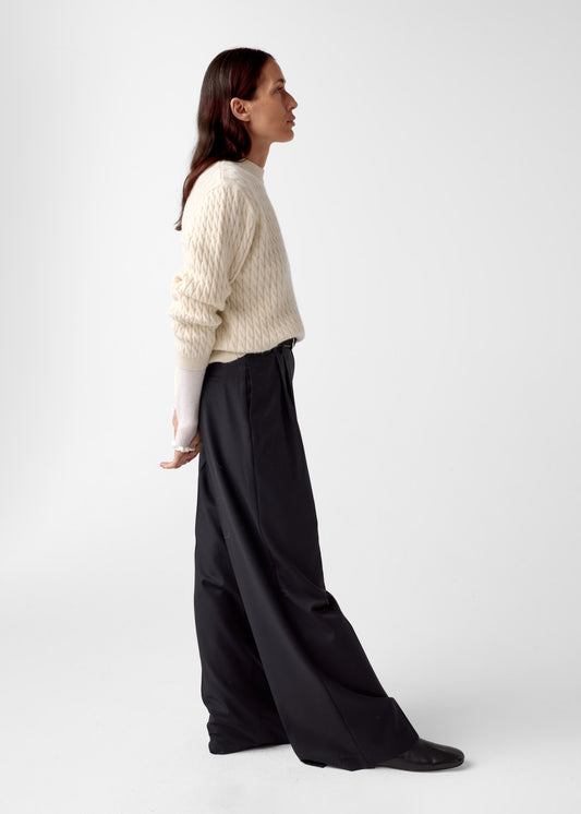 AKS LABEL International Luca cable alpaca cash knit 02_Knitwear 8002 Cream