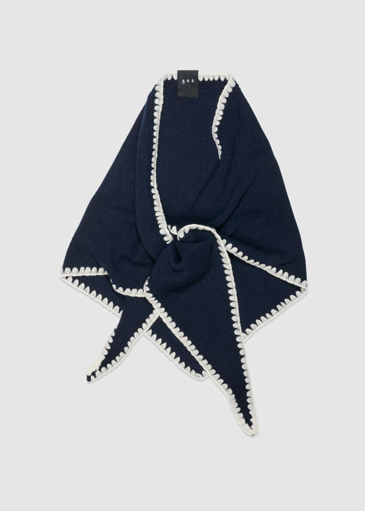 Christian Aks Mina Stitched Merino Scarf Scarfs 5070 Navy