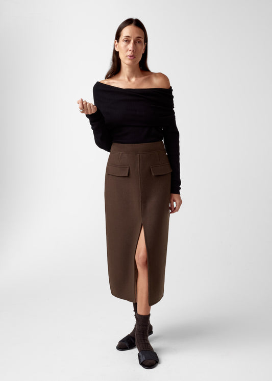 AKS LABEL International Preta wool skirt 06_Skirts 8069 Espresso