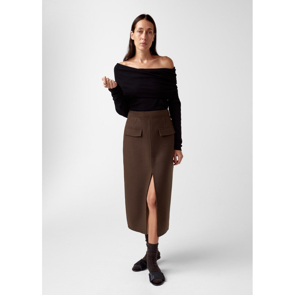 AKS LABEL Preta wool skirt Skirts 8069 Espresso
