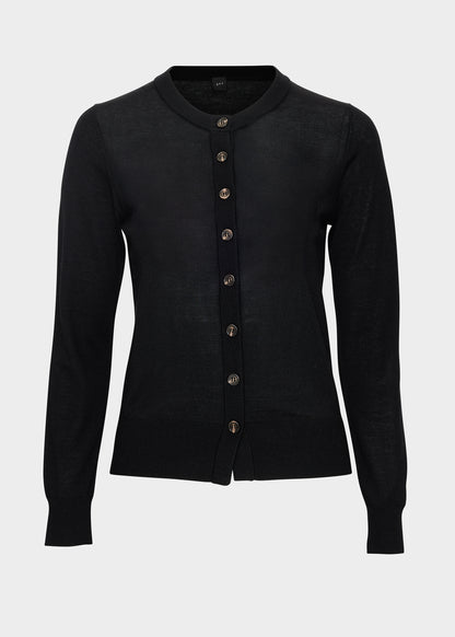 AKS LABEL International Rose Merino Cardigan 02_Knitwear 9090 Black