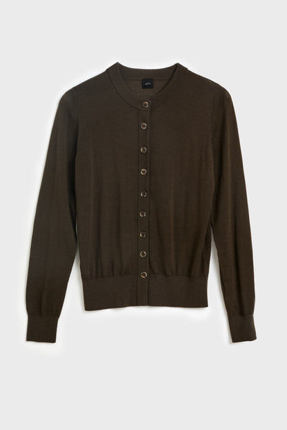 AKS LABEL Rose Merino Cardigan Knitwear 8061 Mocca