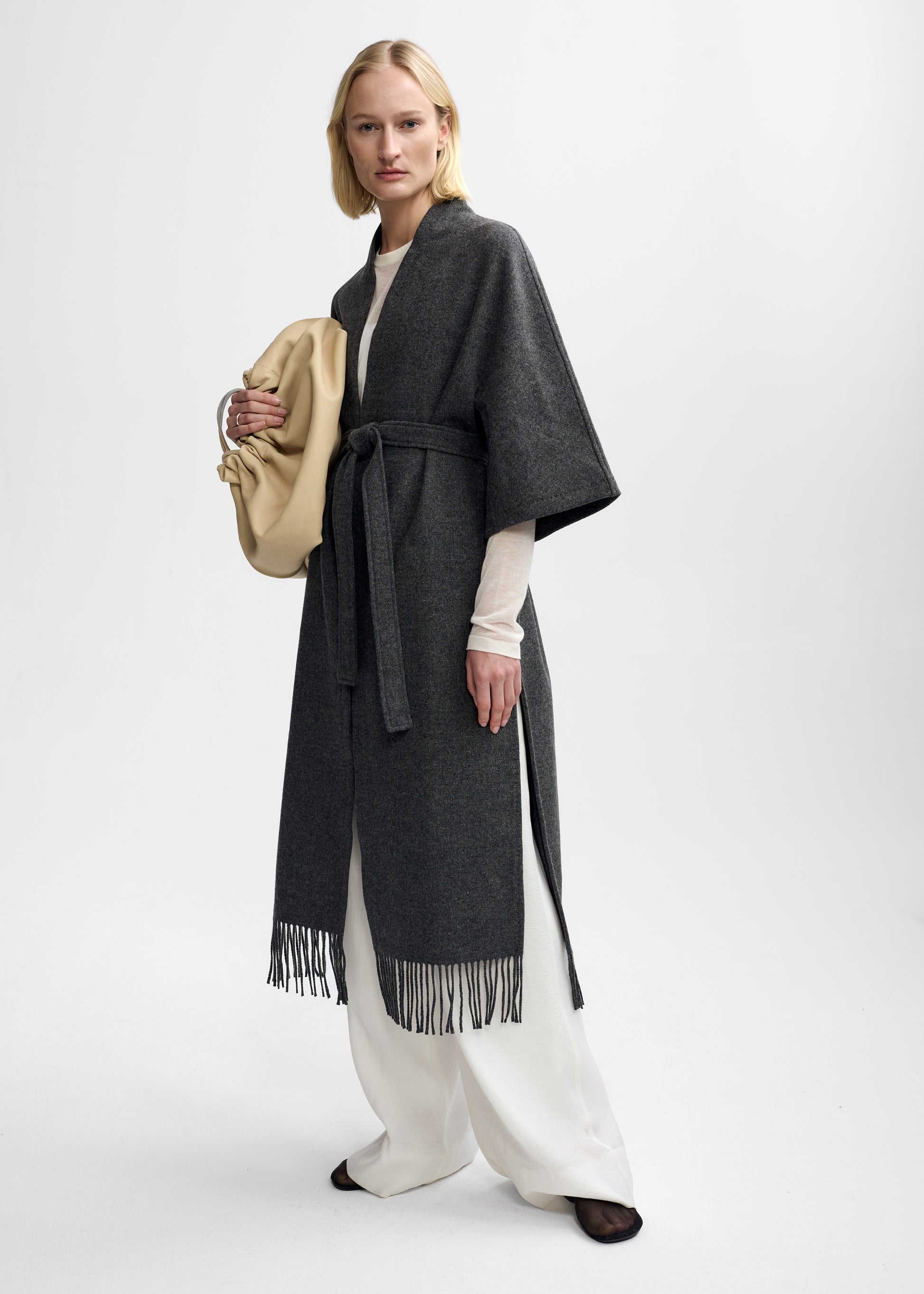 Christian Aks Ruby Lambswool Coat Coats 9061 Dk. Grey Mel