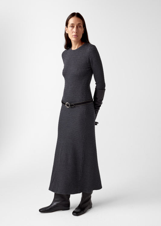 AKS LABEL International Sana merino dress 05_Dresses 9061 Dk. Grey Mel