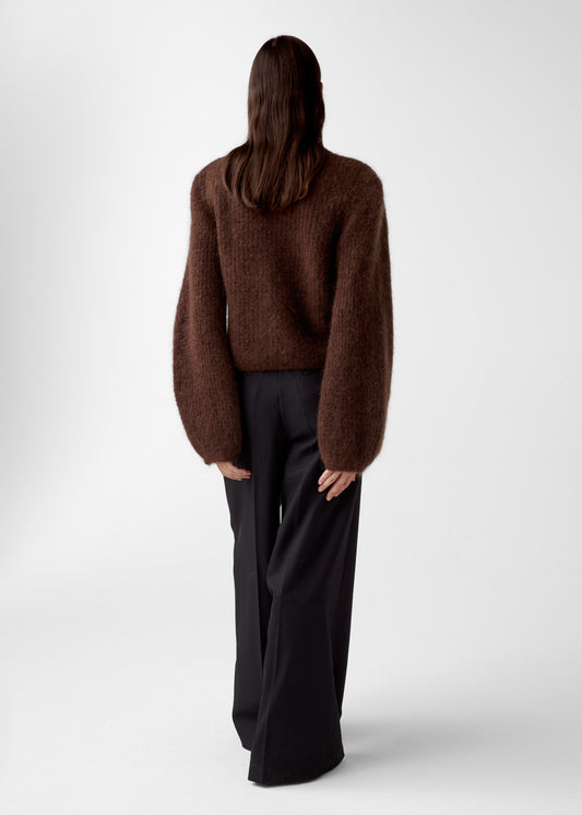 AKS LABEL International Sofia Mohair Cardigan 02_Knitwear 8069 Espresso
