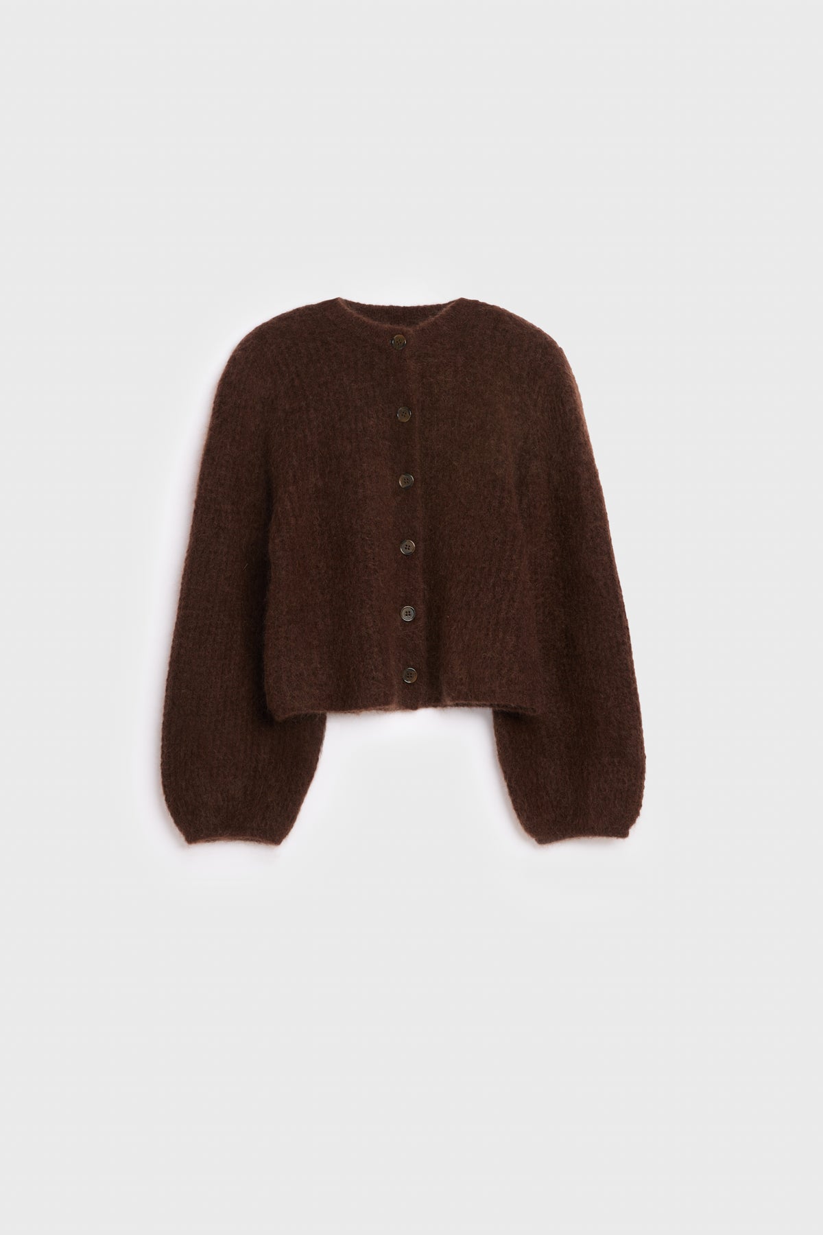 AKS LABEL International Sofia Mohair Cardigan 02_Knitwear 8069 Espresso