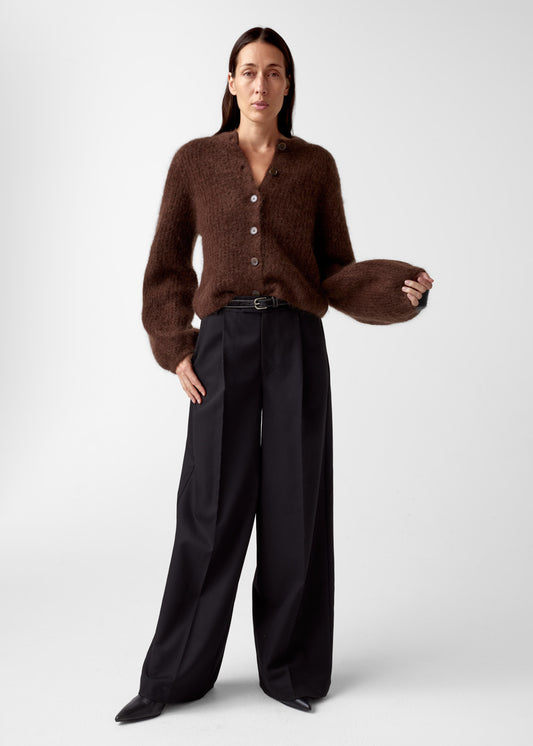 AKS LABEL International Sofia Mohair Cardigan 02_Knitwear 8069 Espresso