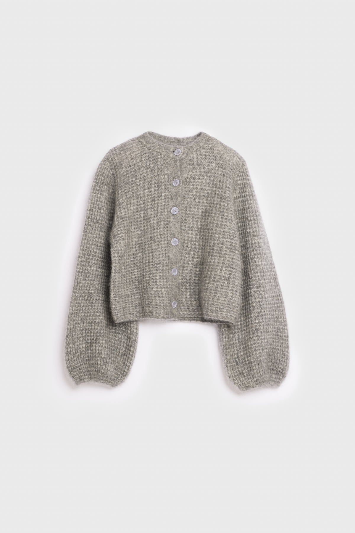 AKS LABEL International Sofia Mohair Cardigan 02_Knitwear 9053 M. Grey Mel