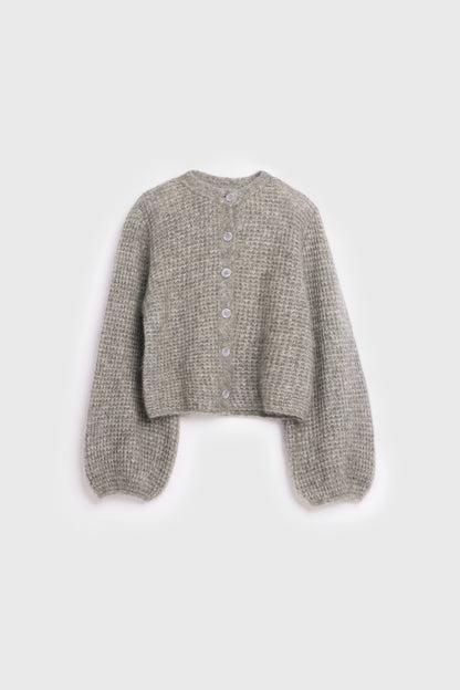 AKS LABEL International Sofia Mohair Cardigan 02_Knitwear 9053 M. Grey Mel