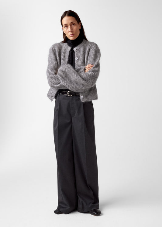 AKS LABEL International Sofia Mohair Cardigan 02_Knitwear 9053 M. Grey Mel