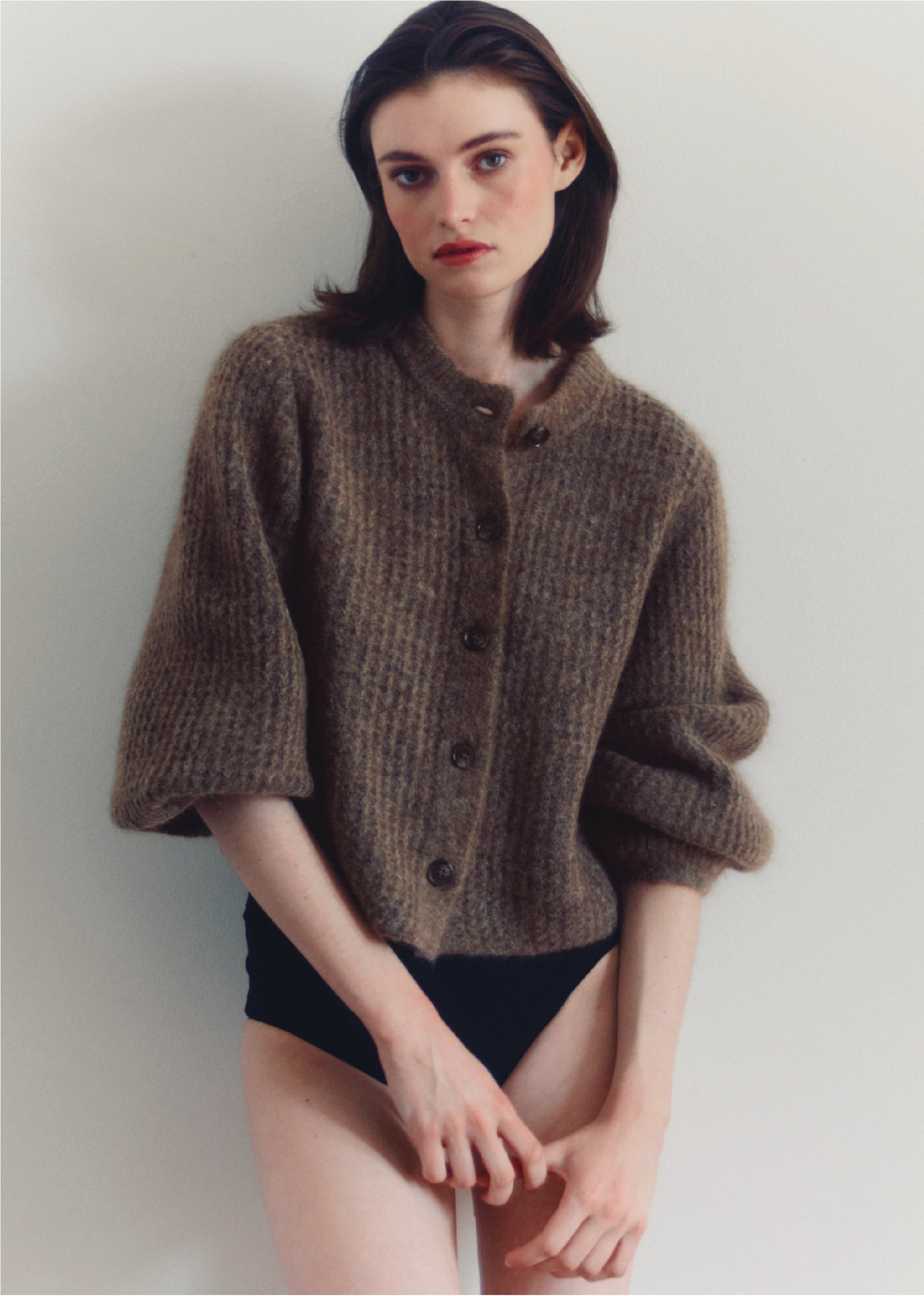 AKS LABEL Sofia Mohair Cardigan Knitwear 8062 Chocolate