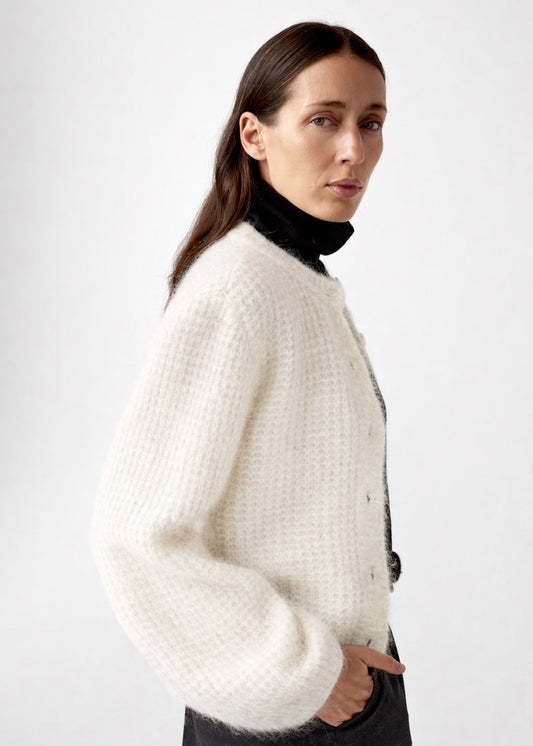 Christian Aks Sofia Mohair Cardigan Knitwear 9003 Eggshell