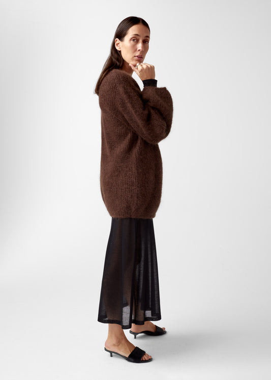 AKS LABEL International Solange Mohair Cardigan 02_Knitwear 8069 Espresso