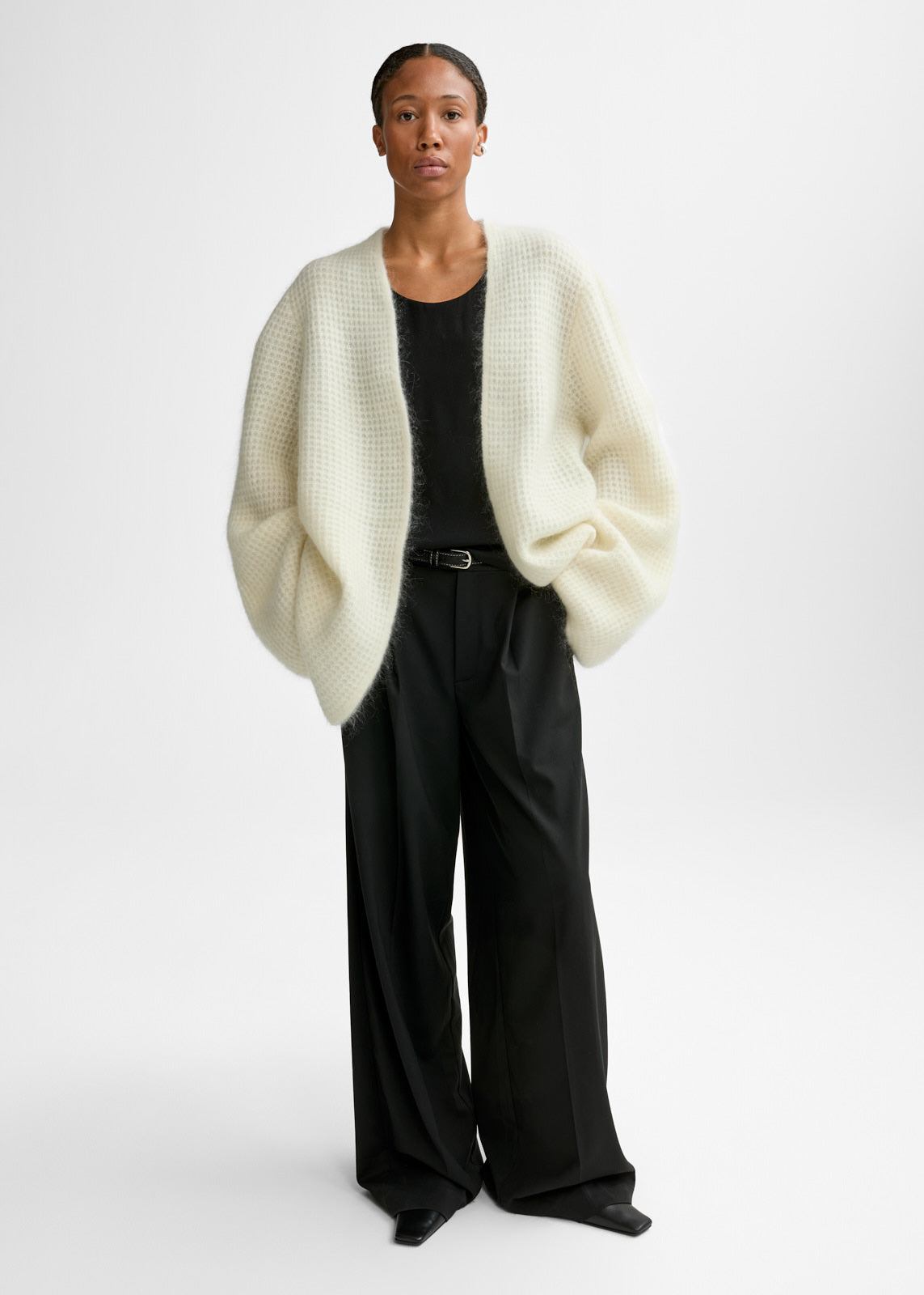 Christian Aks Solange Mohair Cardigan Knitwear 9003 Eggshell