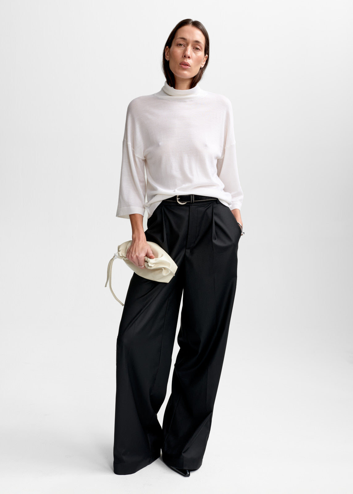 AKS LABEL Tia Merino Knit Knitwear 9001 White