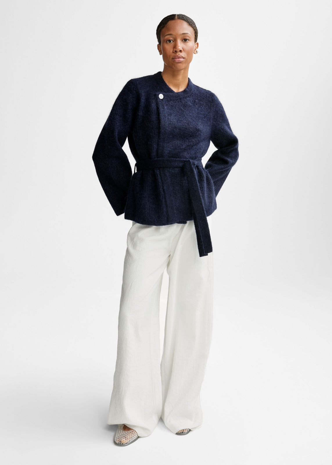 Christian Aks Zira Mohair Cardigan Knitwear 5070 Navy